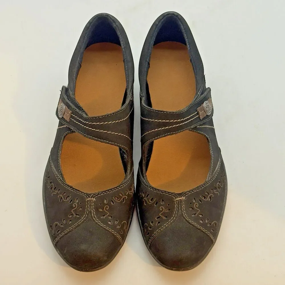 Cobb Hill by Rockport Black Leather Mary Jane Women's 8.5 Hook & Loop Strap Shoe
